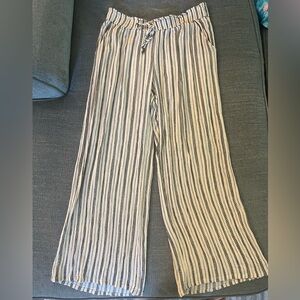 Joe B Linen Pants, Black and Cream Striped, Size XL